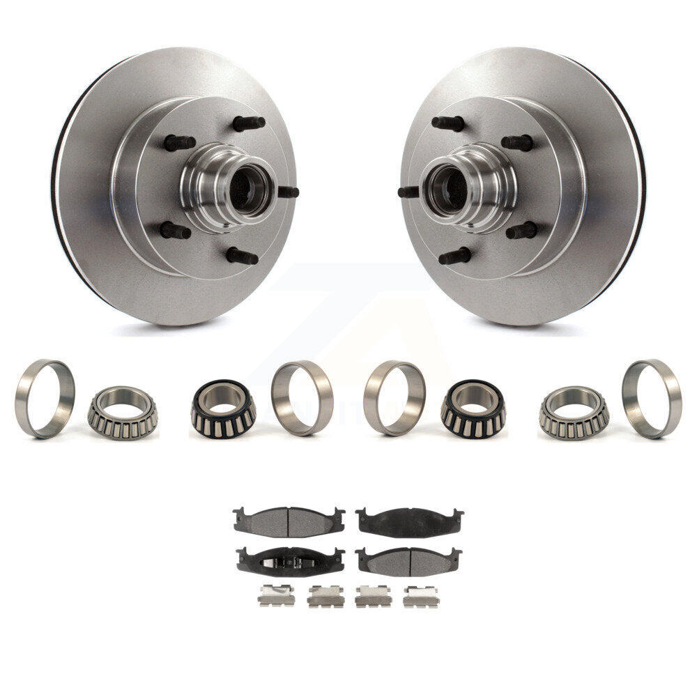 Brake Hub Rotor Inner & Outer Race Bearing Set Pads Front Kit For Ford F-150