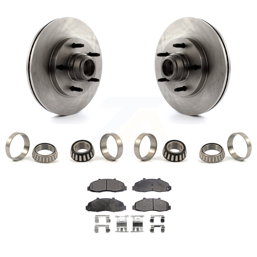 Brake Hub Rotor Inner & Outer Race Bearing Set Pads Front Kit For Ford F-150