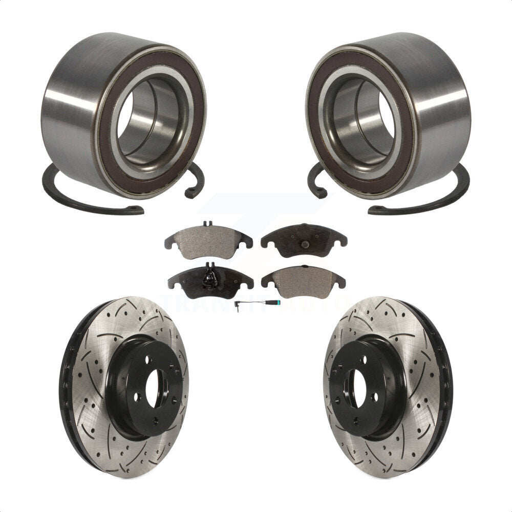 Bearing Drilled Slot Brake Rotor Pads Front Kit For Mercedes-Benz C300 E350 C350
