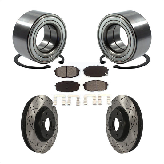 Wheel Bearing Drilled Slot Brake Rotor & Pad Front Kit For Kia Forte Koup Forte5