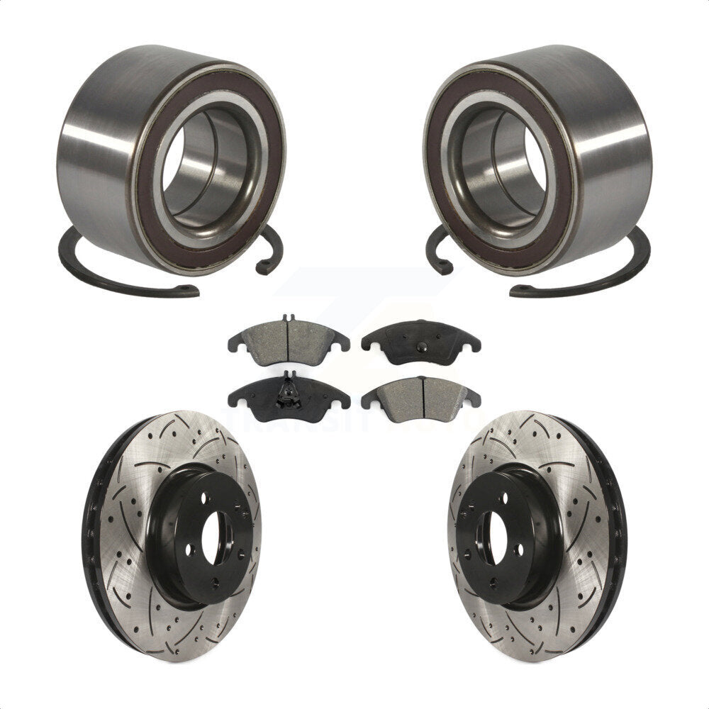 Bearing Drilled Slot Brake Rotor Pads Front Kit For Mercedes-Benz C300 E350 C350
