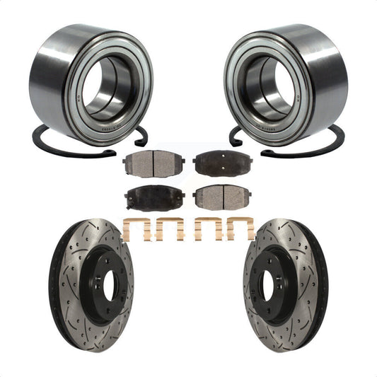 Wheel Bearing Drilled Slot Brake Rotor & Pad Front Kit For Kia Forte Koup Forte5