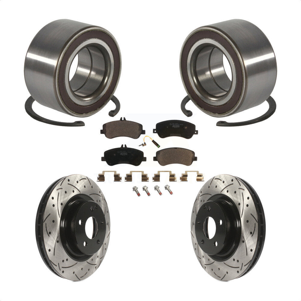 Bearing Drilled Slot Brake Rotor & Pad Front Kit For Mercedes-Benz GLK350 GLK250