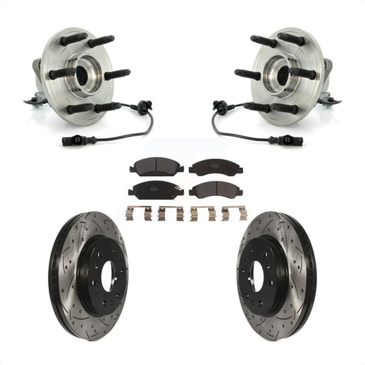 Hub Bearing Drilled Slot Brake Rotor Pad Front Kit For Chevrolet GMC Sierra 1500