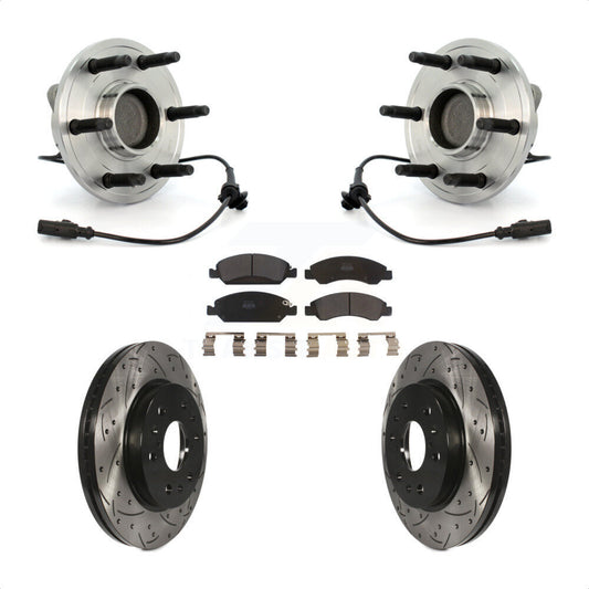 Hub Bearing Drilled Slot Brake Rotor Pad Front Kit For Chevrolet GMC Sierra 1500