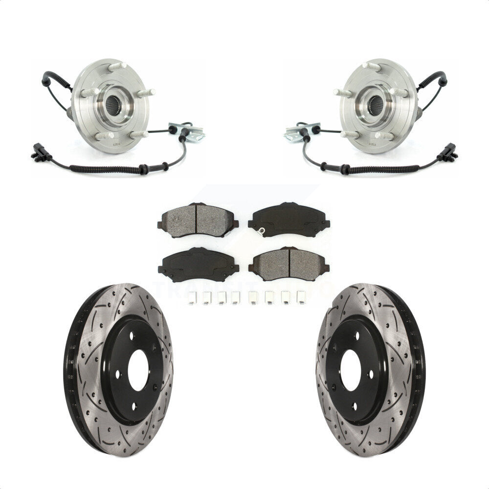 Bearing Drill Slot Brake Rotor Pads Front Kit For Dodge Grand Caravan Chrysler &