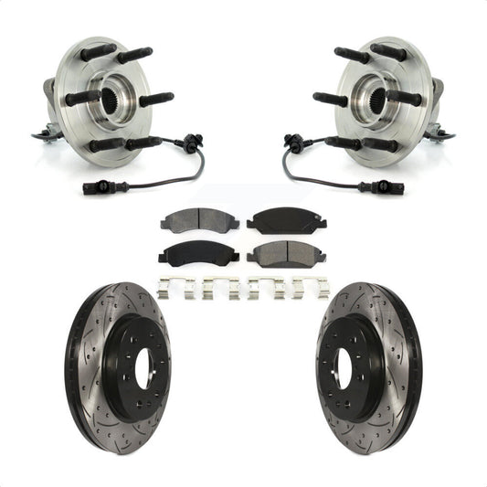 Hub Bearing Drilled Slot Brake Rotor Pad Front Kit For Chevrolet GMC Sierra 1500