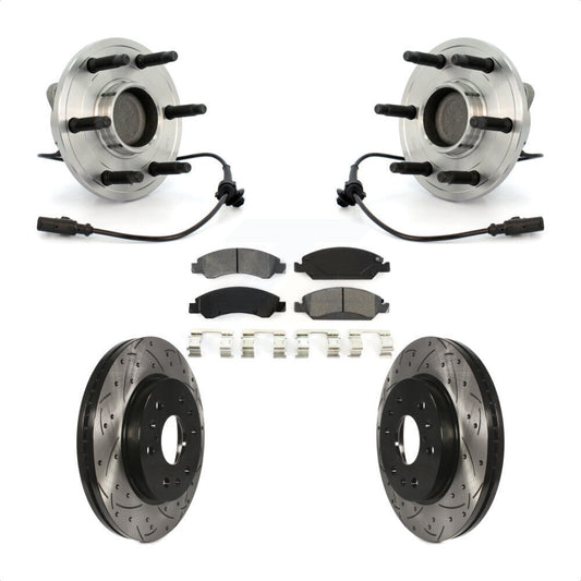 Hub Bearing Drilled Slot Brake Rotor Pad Front Kit For Chevrolet GMC Sierra 1500