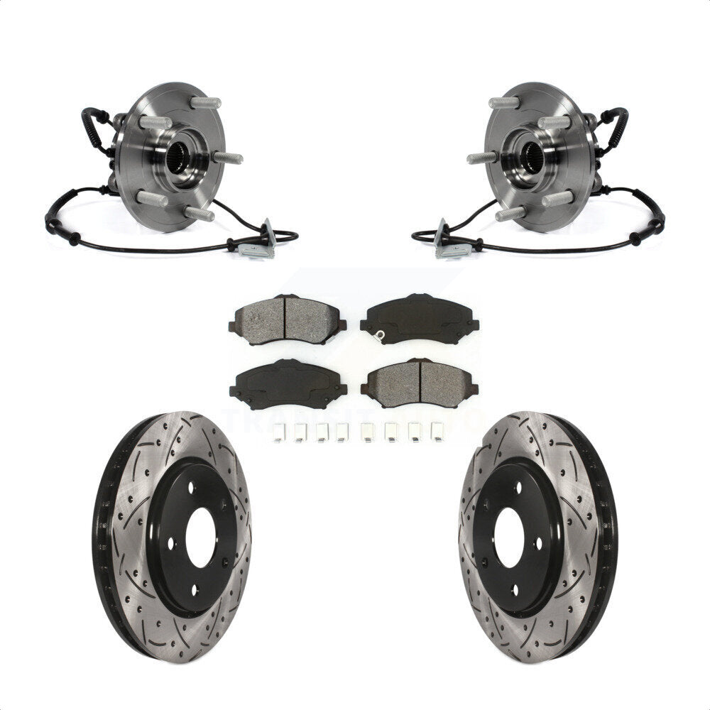 Bearing Drill Slot Brake Rotor Pads Front Kit For Dodge Grand Caravan Chrysler &