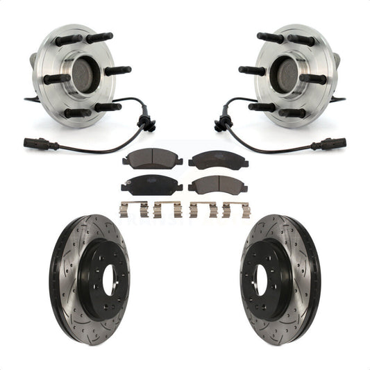 Hub Bearing Drilled Slot Brake Rotor Pad Front Kit For Chevrolet GMC Sierra 1500