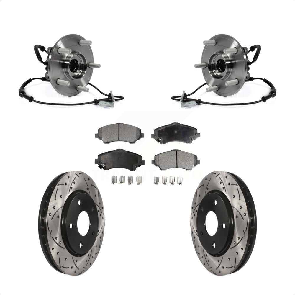 Bearing Drill Slot Brake Rotor Pads Front Kit For Dodge Grand Caravan Chrysler &