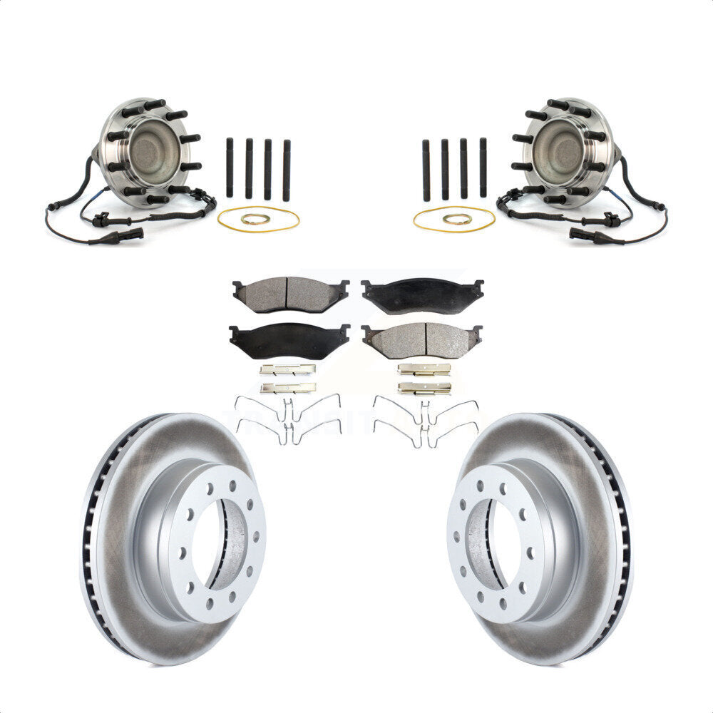 Hub Bearing Coated Brake Rotor And Pad Front Kit For Ford F-550 Super Duty F-450
