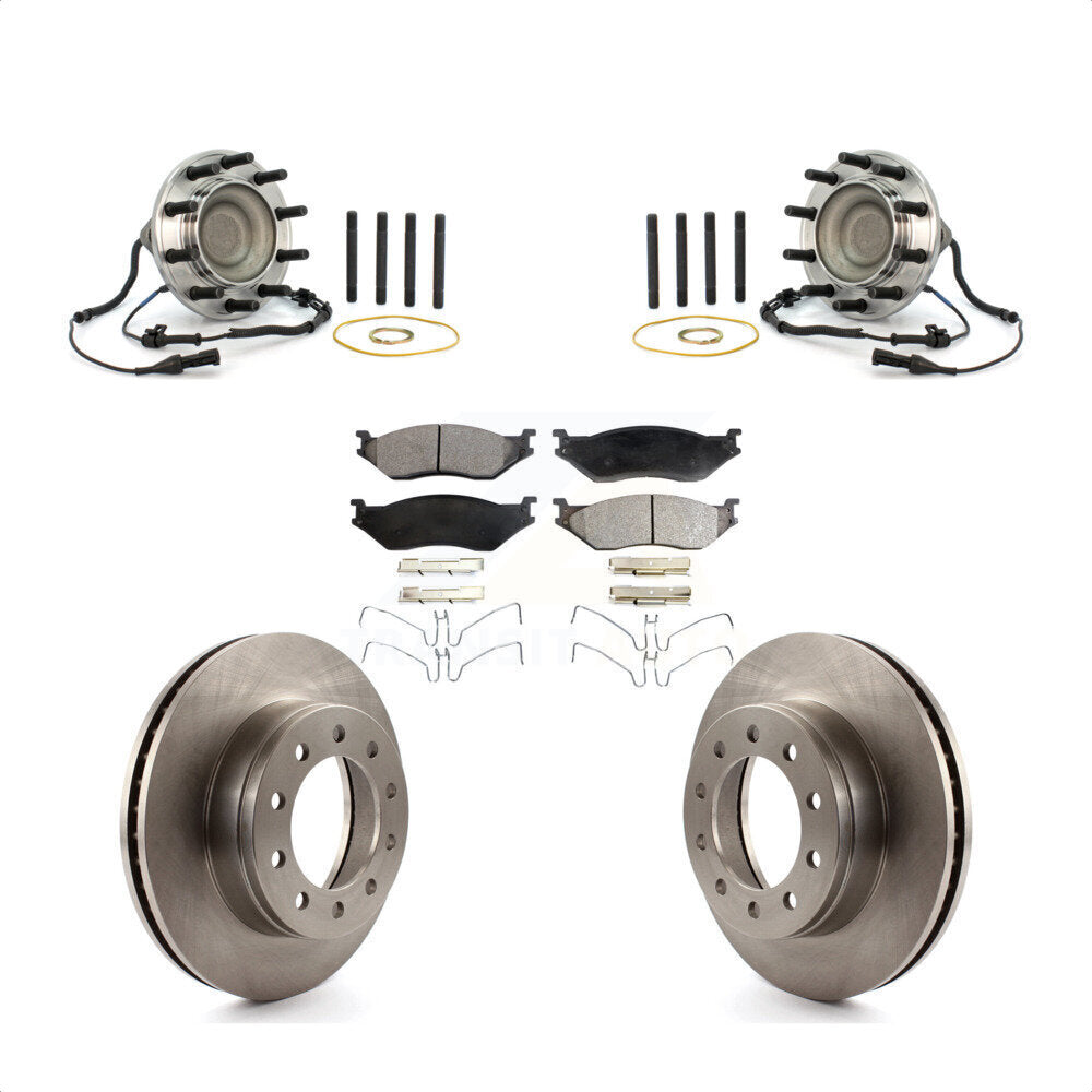 Hub Bearing Assembly Brake Rotor & Pad Front Kit For Ford F-550 Super Duty F-450