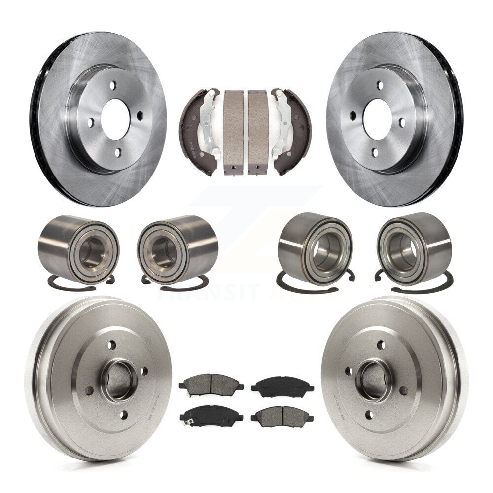 Bearing Brake Rotor & Pad Shoe Front Rear Kit (10Pc) For Nissan Micra Versa Note