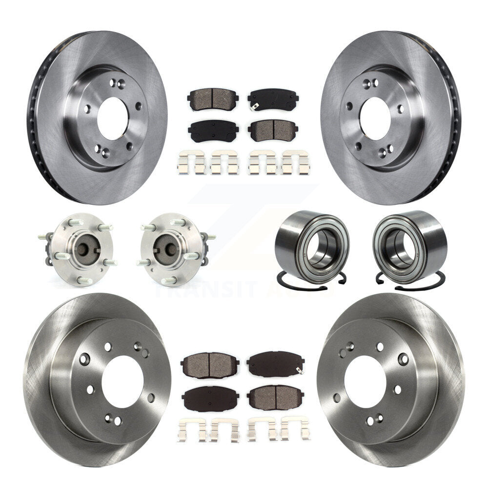 Hub Bearing Disc Brake Rotor Pad Front Rear Kit (10Pc) For Kia Forte Koup Forte5