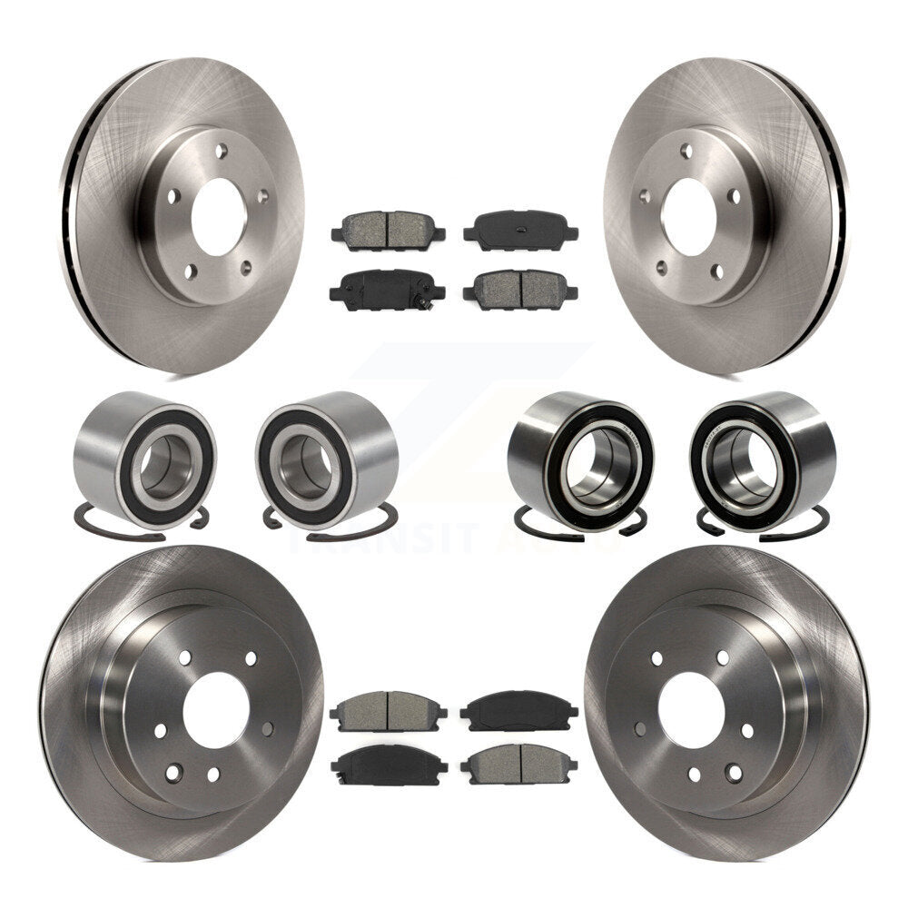 Bearing Brake Rotor & Pad Front Rear Kit (10Pc) For 2005-2006 Nissan X-Trail FWD