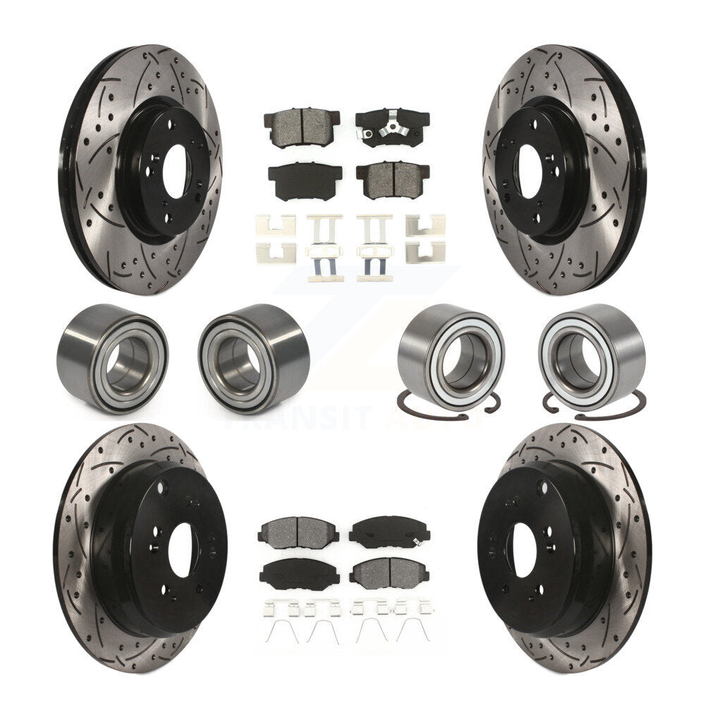 Bearing Coated Brake Rotor & Pads Front Rear Kit (10Pc) For 2005-2006 Honda CR-V
