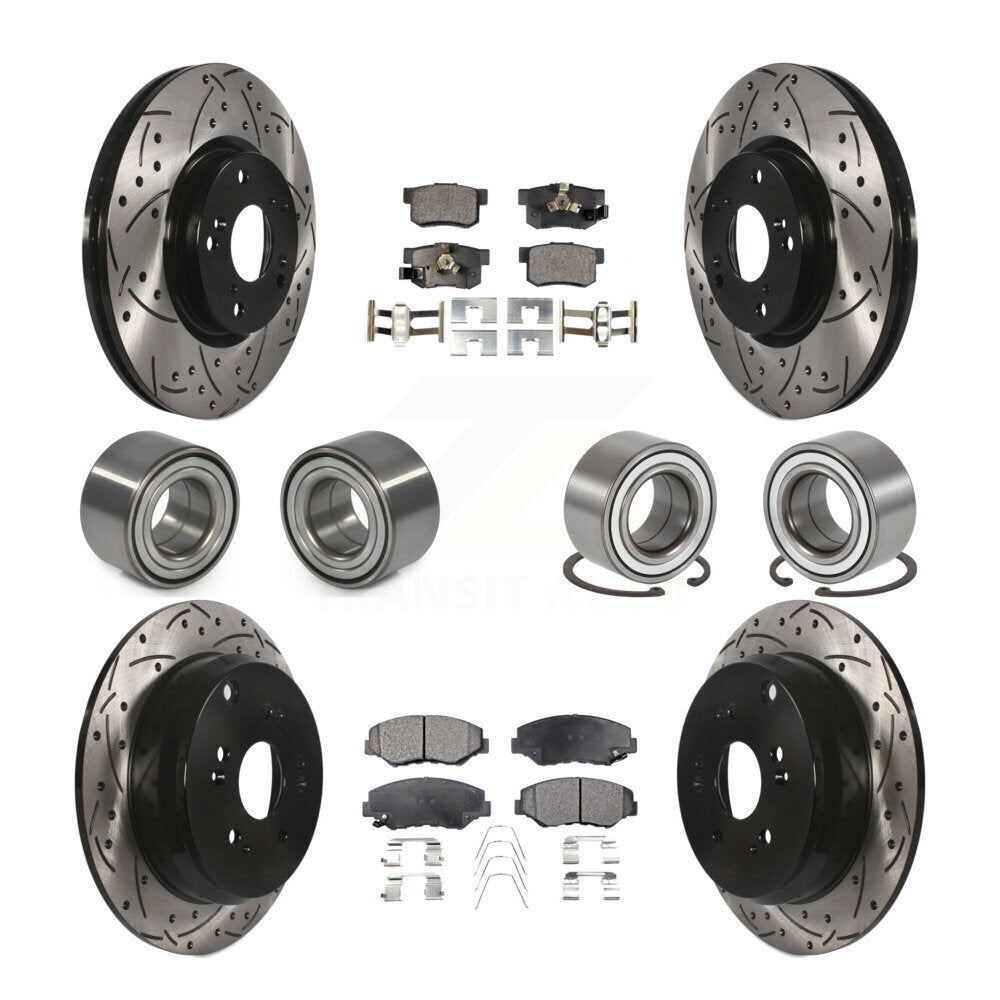Bearing Coated Brake Rotor & Pads Front Rear Kit (10Pc) For 2005-2006 Honda CR-V