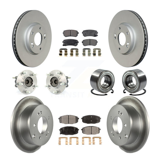 Hub Bearing Coat Brake Rotor Pad Front Rear Kit (10Pc) For Kia Forte Koup Forte5