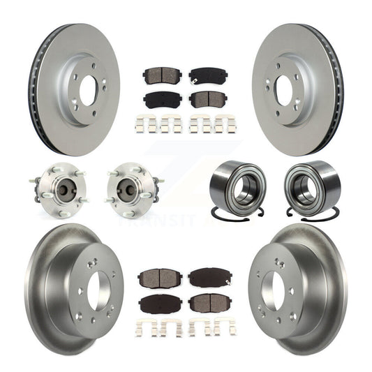 Hub Bearing Coat Brake Rotor Pad Front Rear Kit (10Pc) For Kia Forte Koup Forte5