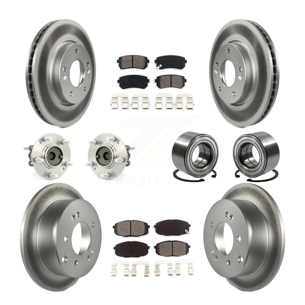 Hub Bearing Coat Brake Rotor Pad Front Rear Kit (10Pc) For Kia Forte Koup Forte5