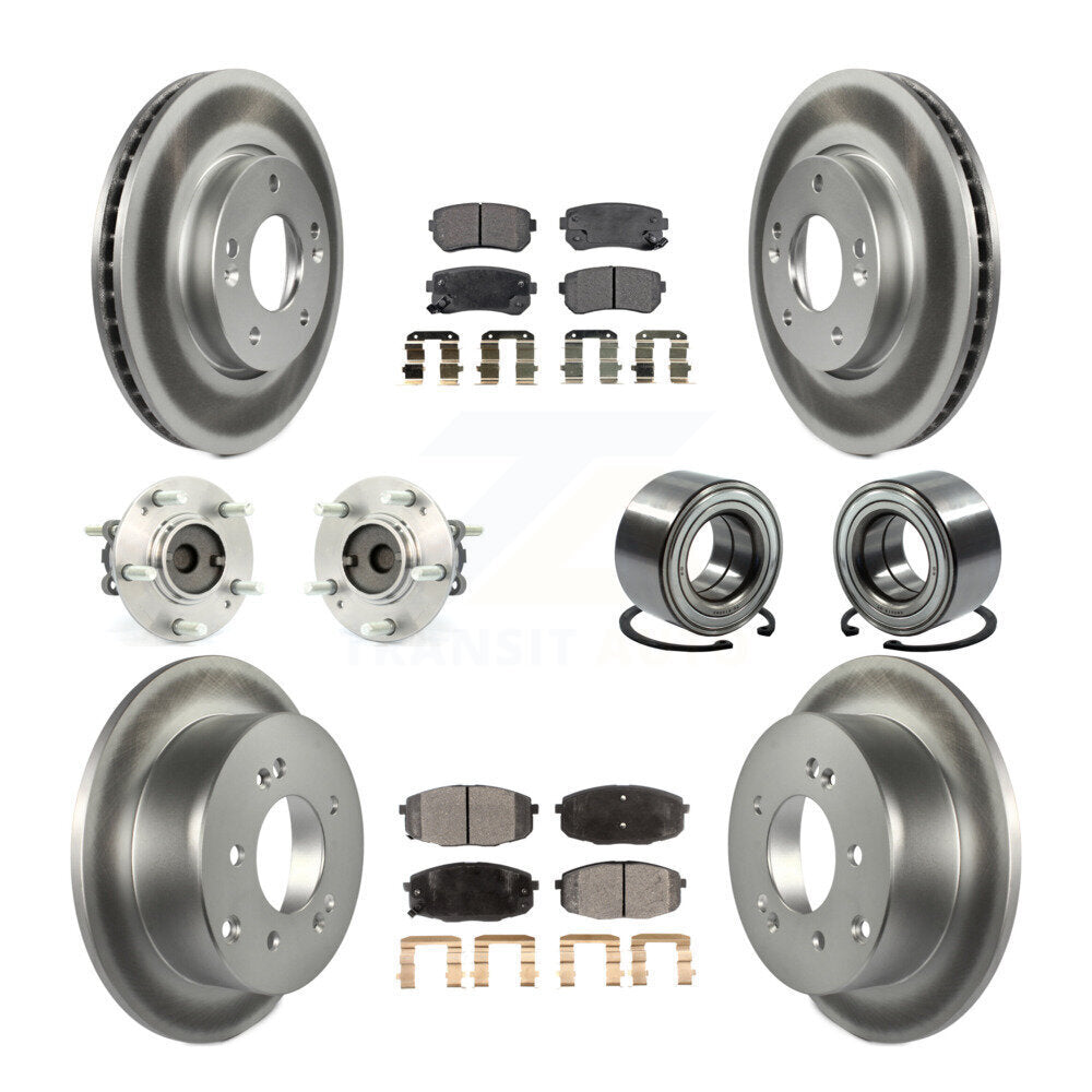 Hub Bearing Coat Brake Rotor Pad Front Rear Kit (10Pc) For Kia Forte Koup Forte5