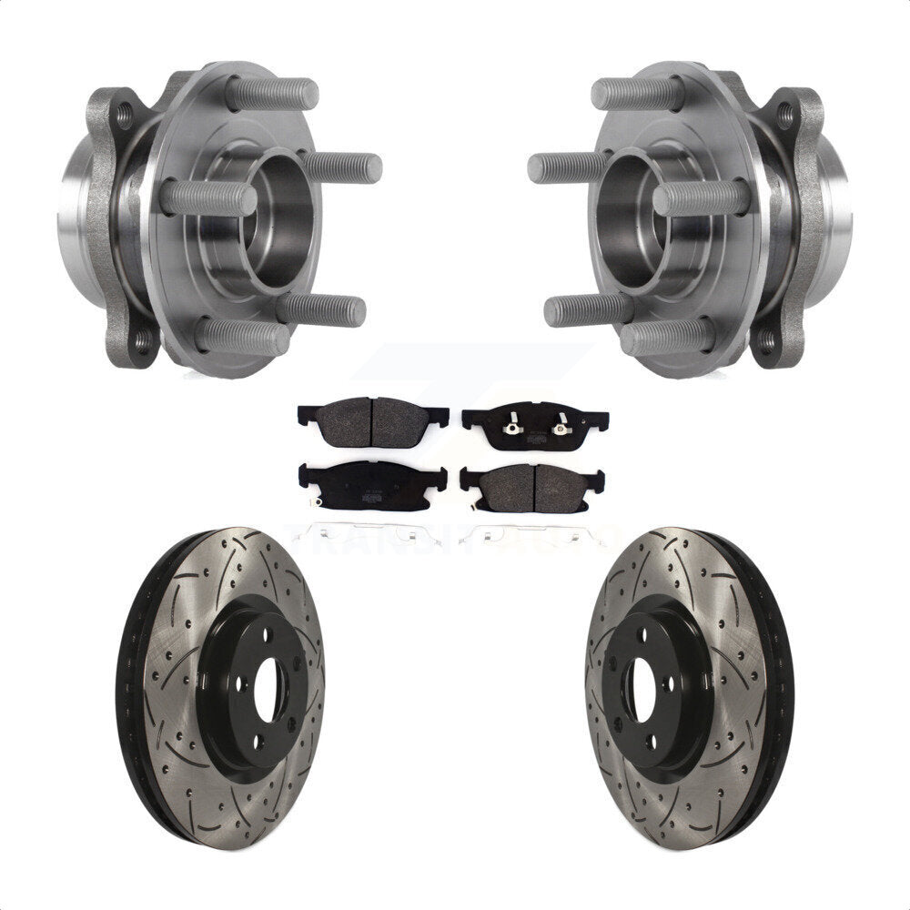 Bearing Assembly Drilled Slot Brake Rotor Pads Front Kit For Lincoln Continental