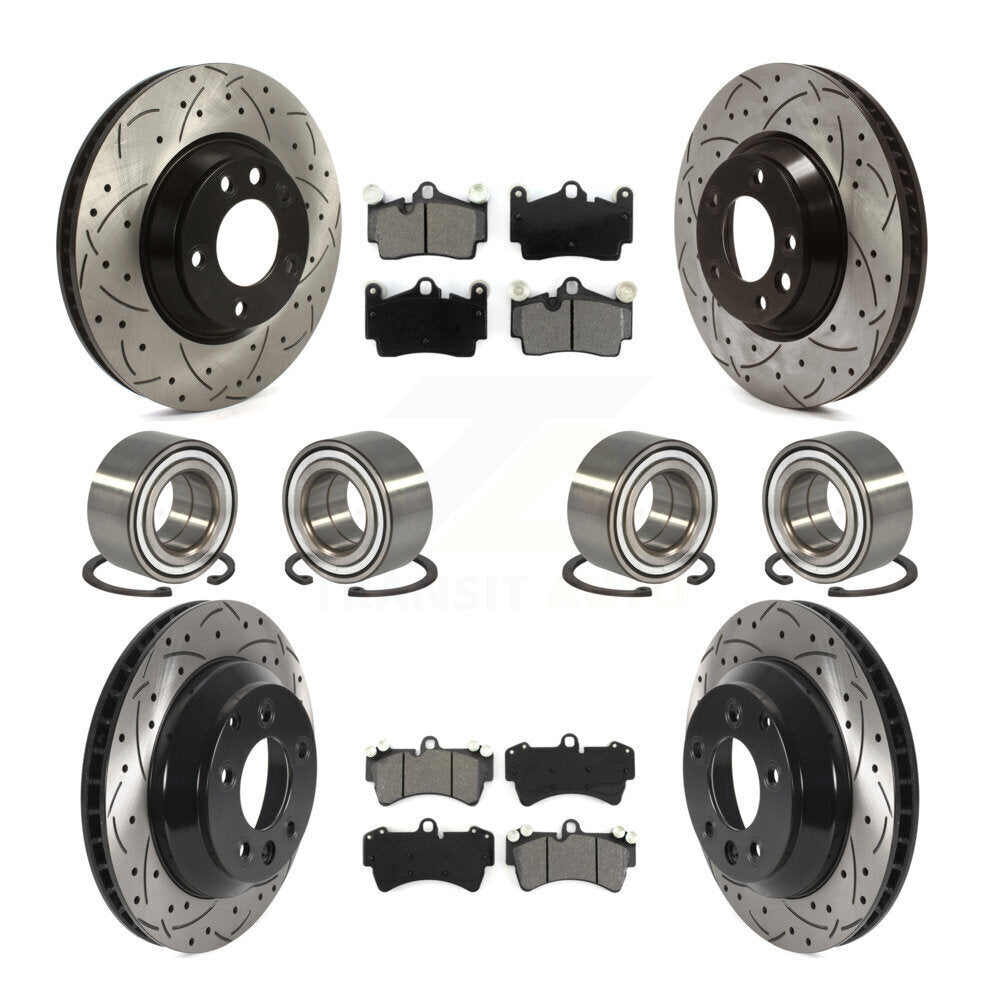 Bearing Coated Disc Brake Rotor Pad Front Rear Kit (10Pc) For Audi Q7 Volkswagen