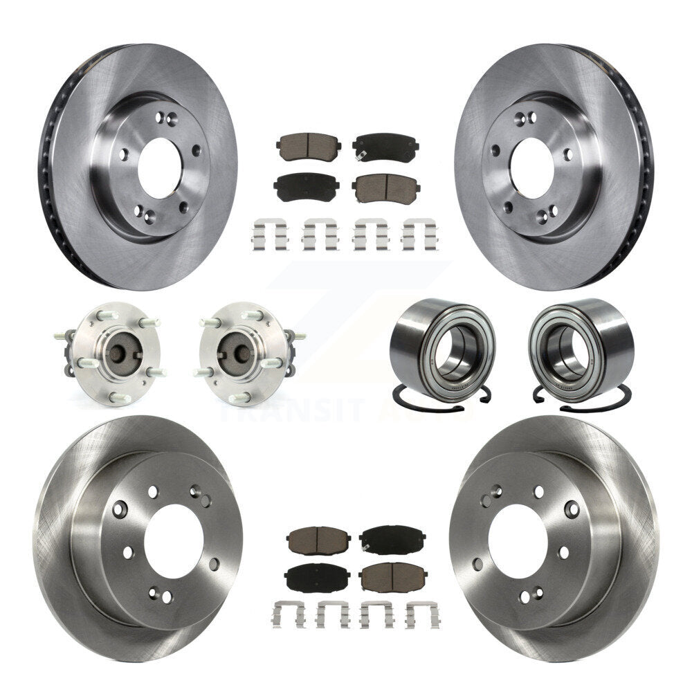 Hub Bearing Disc Brake Rotor Pad Front Rear Kit (10Pc) For Kia Forte Koup Forte5