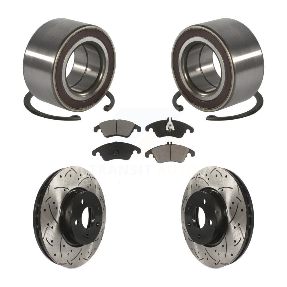 Bearing Drilled Slot Brake Rotor Pads Front Kit For Mercedes-Benz C300 E350 C350