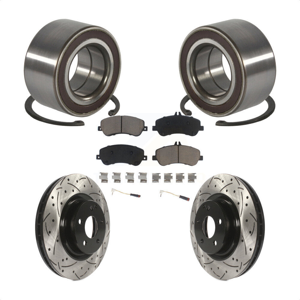 Bearing Drilled Slot Brake Rotor & Pad Front Kit For Mercedes-Benz GLK350 GLK250