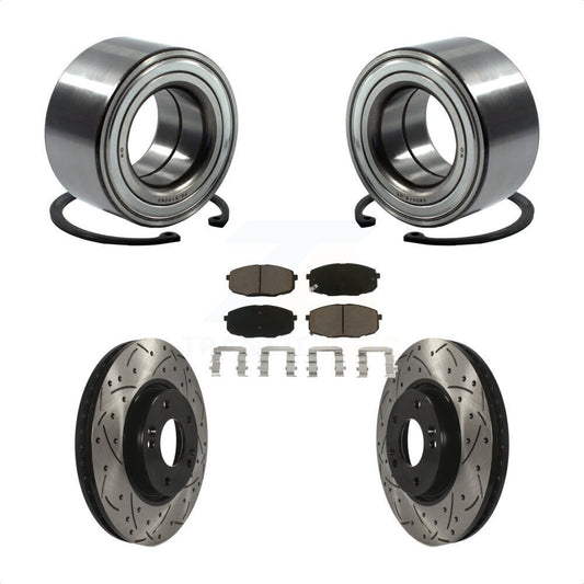 Wheel Bearing Drilled Slot Brake Rotor & Pad Front Kit For Kia Forte Koup Forte5