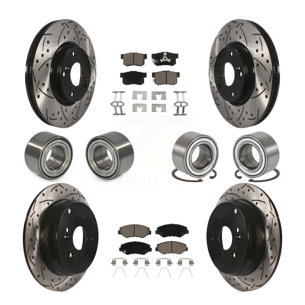 Bearing Coated Brake Rotor & Pads Front Rear Kit (10Pc) For 2005-2006 Honda CR-V