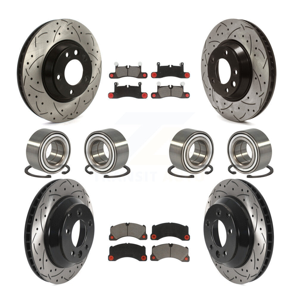 Bearing Coated Brake Rotor & Pads Front Rear Kit (10Pc) For Porsche Cayenne Base