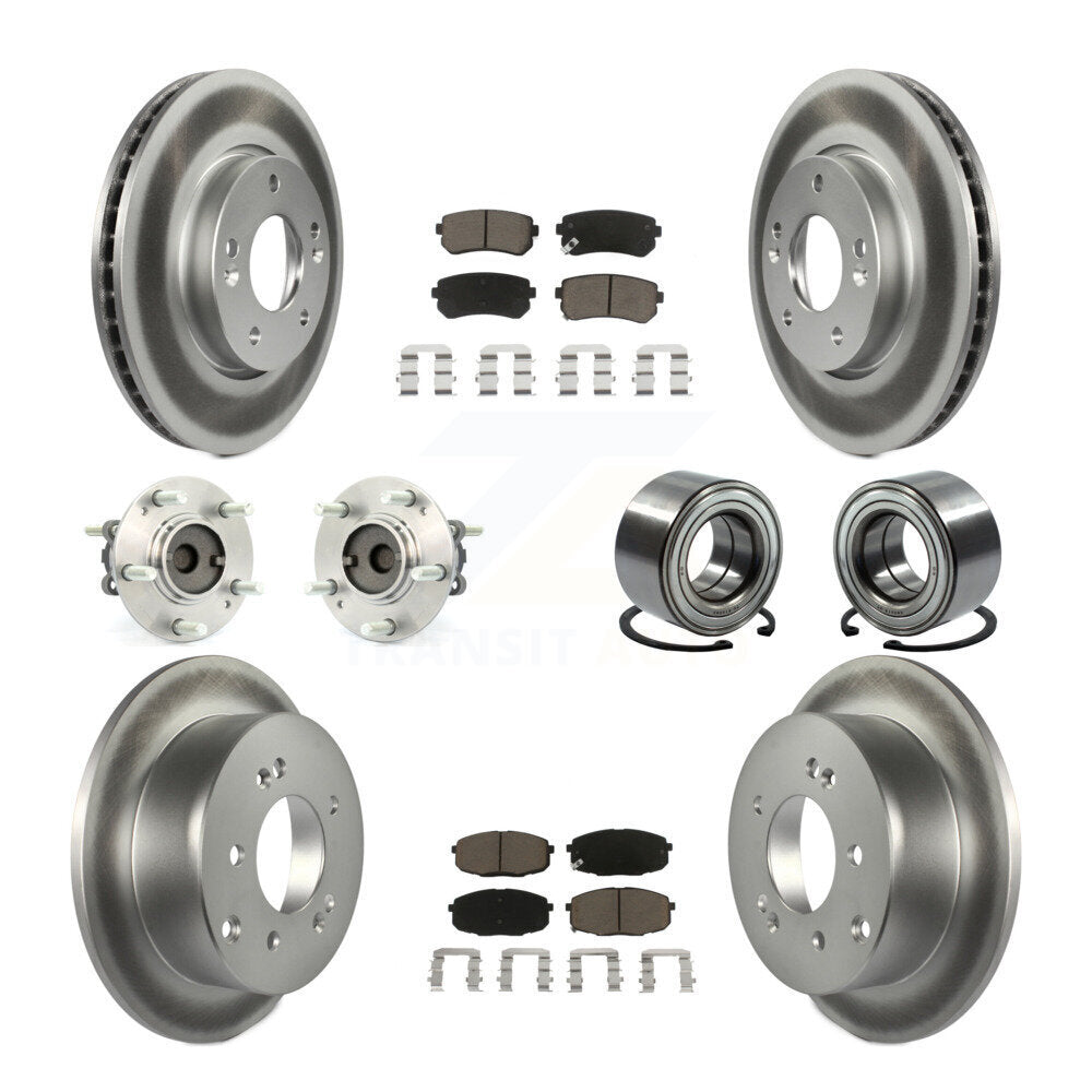 Hub Bearing Coat Brake Rotor Pad Front Rear Kit (10Pc) For Kia Forte Koup Forte5