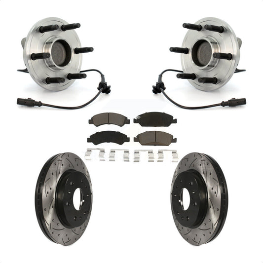 Hub Bearing Drilled Slot Brake Rotor Pad Front Kit For Chevrolet GMC Sierra 1500
