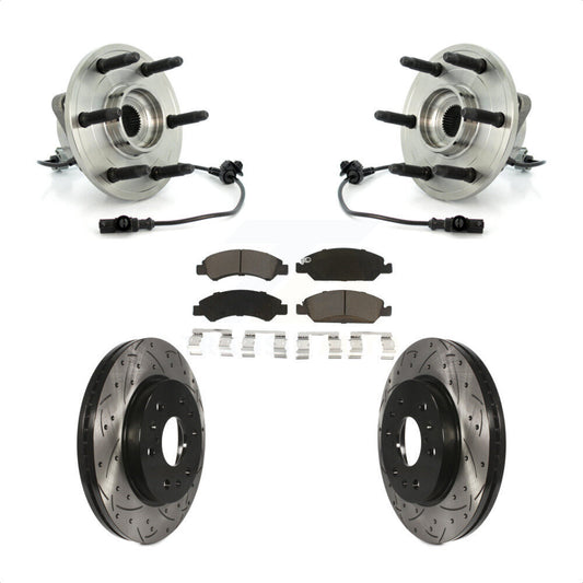 Hub Bearing Drilled Slot Brake Rotor Pad Front Kit For Chevrolet GMC Sierra 1500