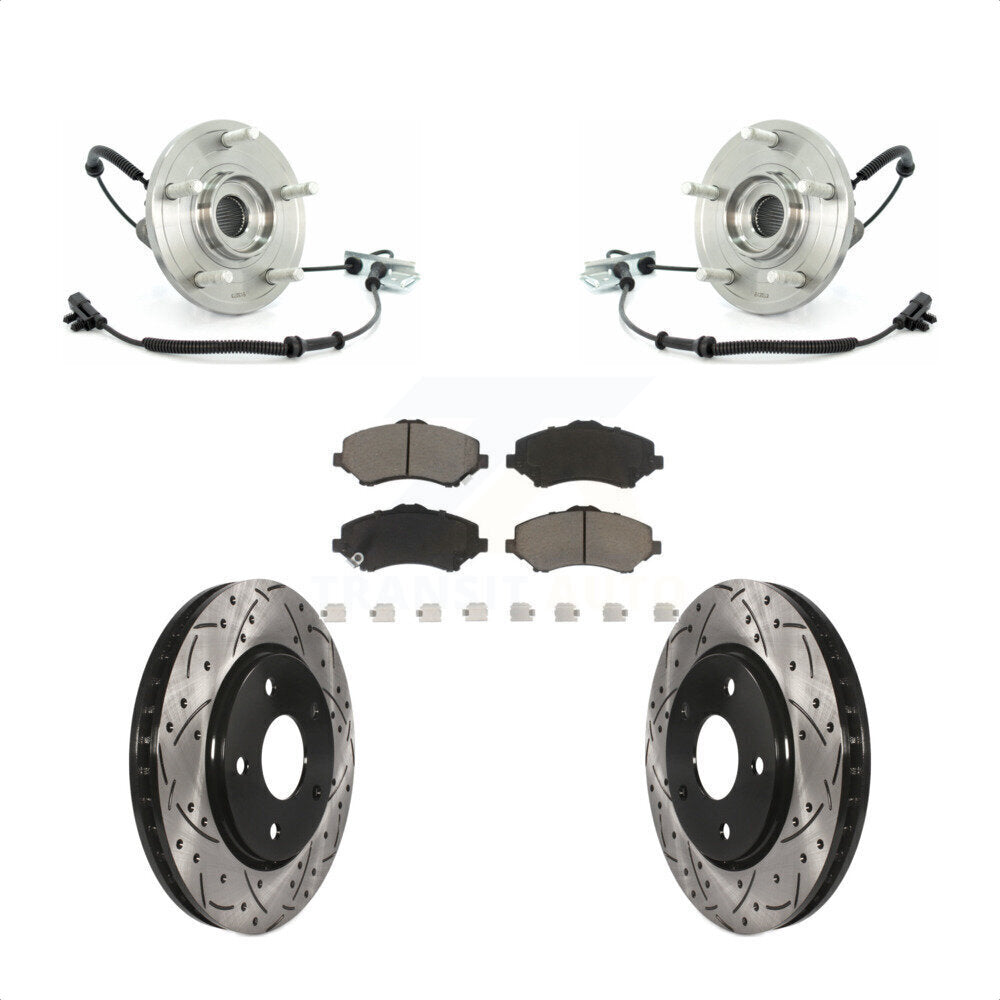 Bearing Drill Slot Brake Rotor Pads Front Kit For Dodge Grand Caravan Chrysler &