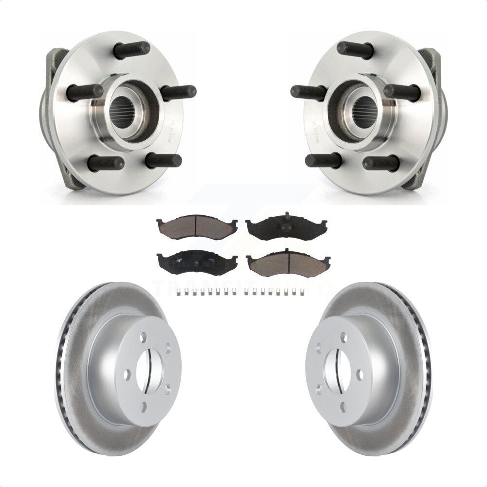 Hub Bearing Coated Disc Brake Rotor Pads Front Kit For Jeep Wrangler Cherokee TJ