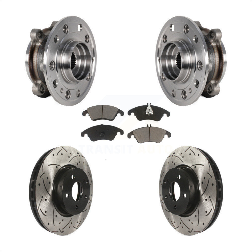Bearing Drilled Slot Brake Rotor & Pad Front Kit For 2017 Mercedes-Benz E400 AWD