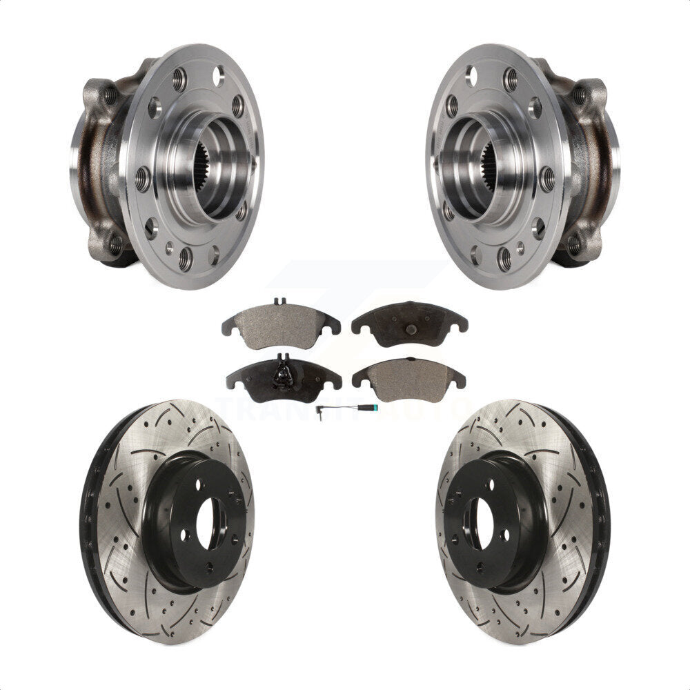 Bearing Drilled Slot Brake Rotor & Pad Front Kit For 2017 Mercedes-Benz E400 AWD