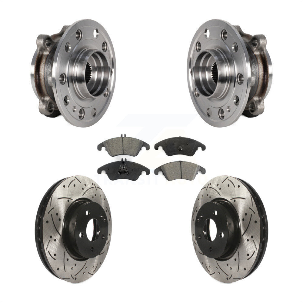 Bearing Drilled Slot Brake Rotor & Pad Front Kit For 2017 Mercedes-Benz E400 AWD