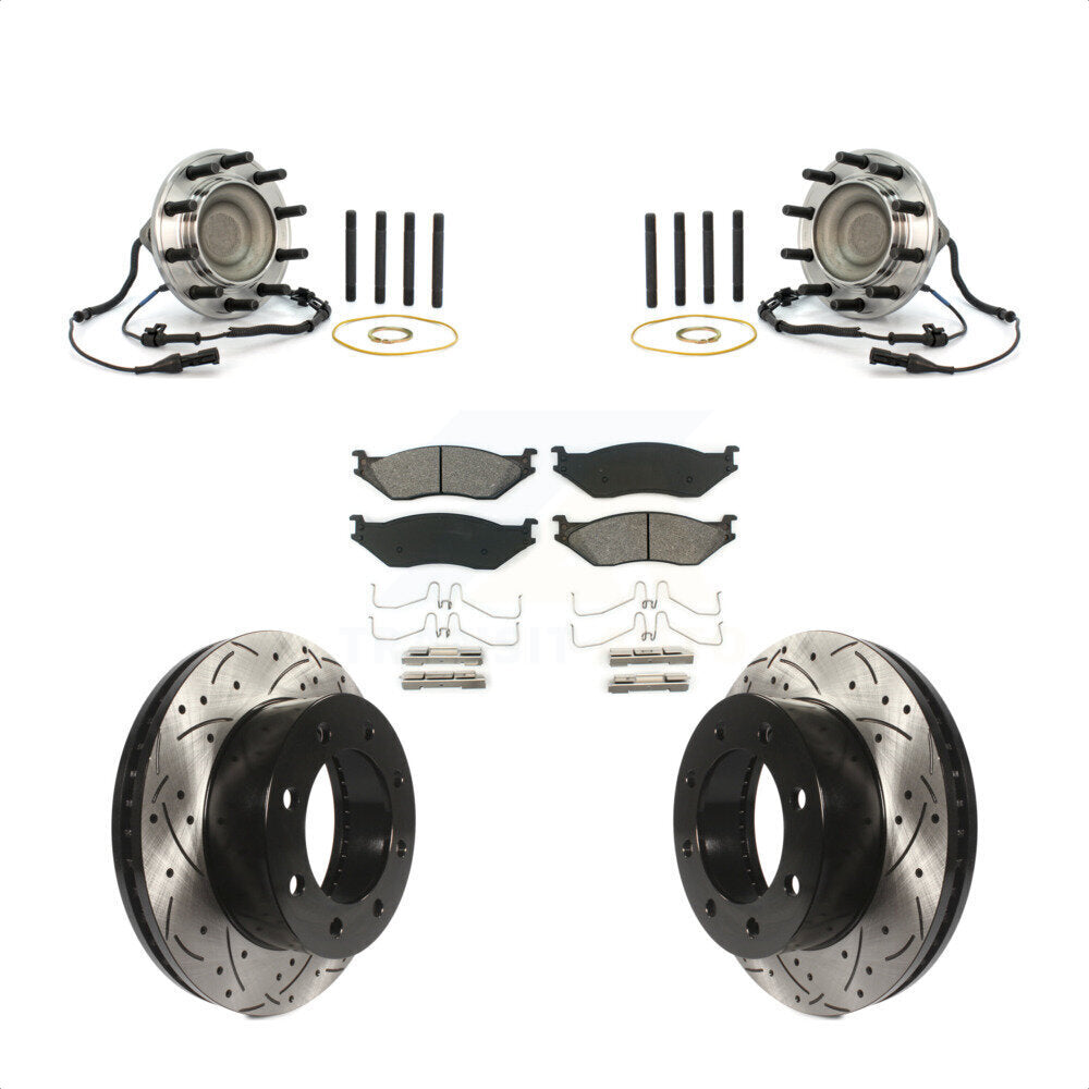 Hub Bearing Drill Slot Brake Rotor Pad Front Kit For Ford F-450 Super Duty 4 X 2
