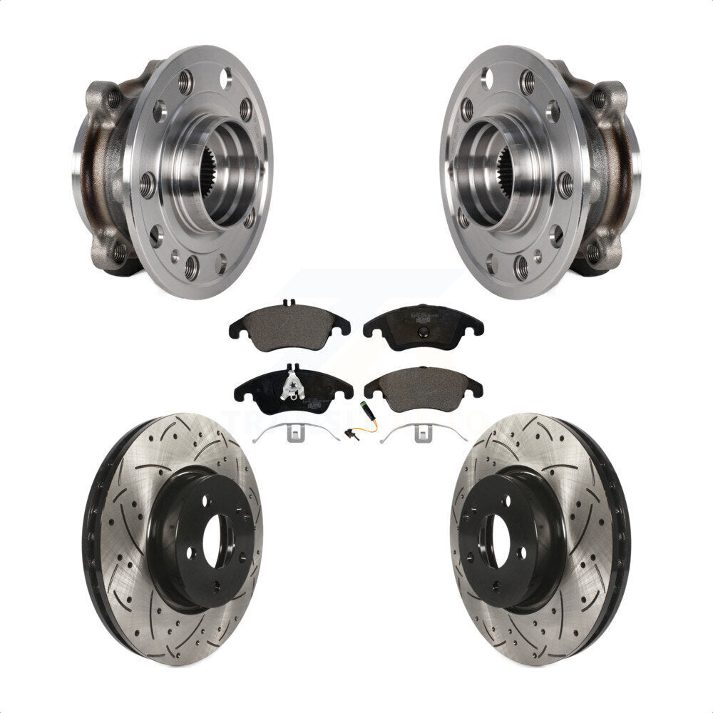 Bearing Drilled Slot Brake Rotor & Pad Front Kit For 2017 Mercedes-Benz E400 AWD