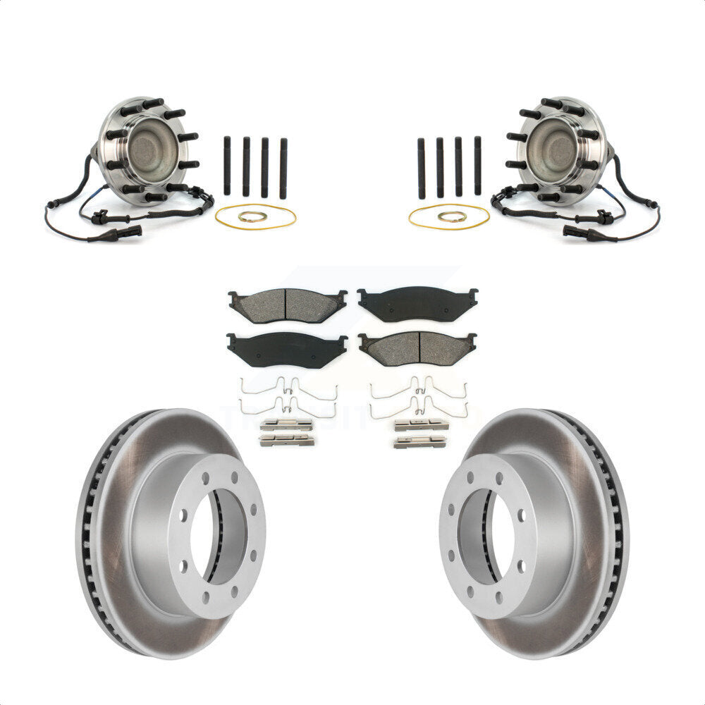 Hub Bearing Coat Brake Rotor Pad Front Kit For 05-09 Ford F-450 Super Duty 4 X 2