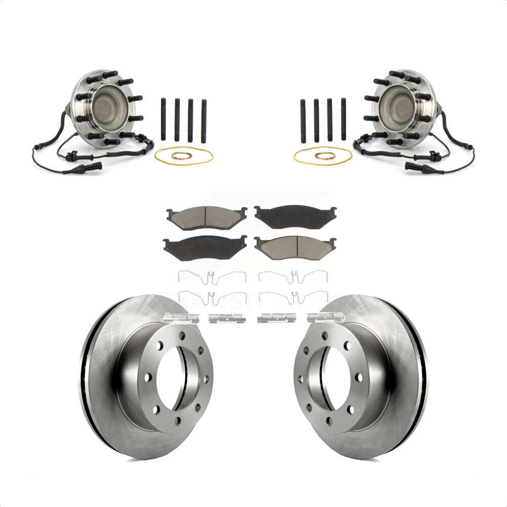 Hub Bearing Brake Rotor Pads Front Kit For 2005-2009 Ford F-450 Super Duty 4 X 2