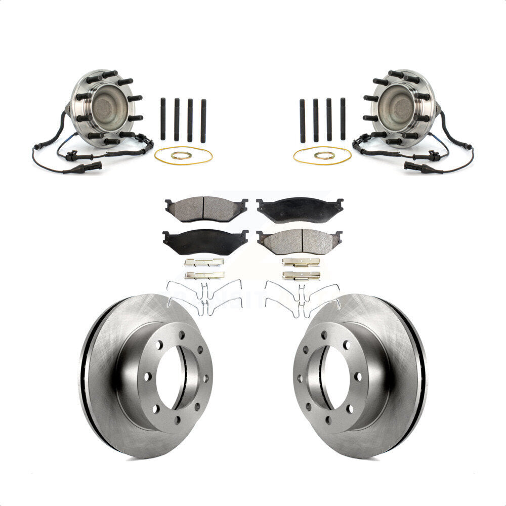 Hub Bearing Brake Rotor Pads Front Kit For 2005-2009 Ford F-450 Super Duty 4 X 2