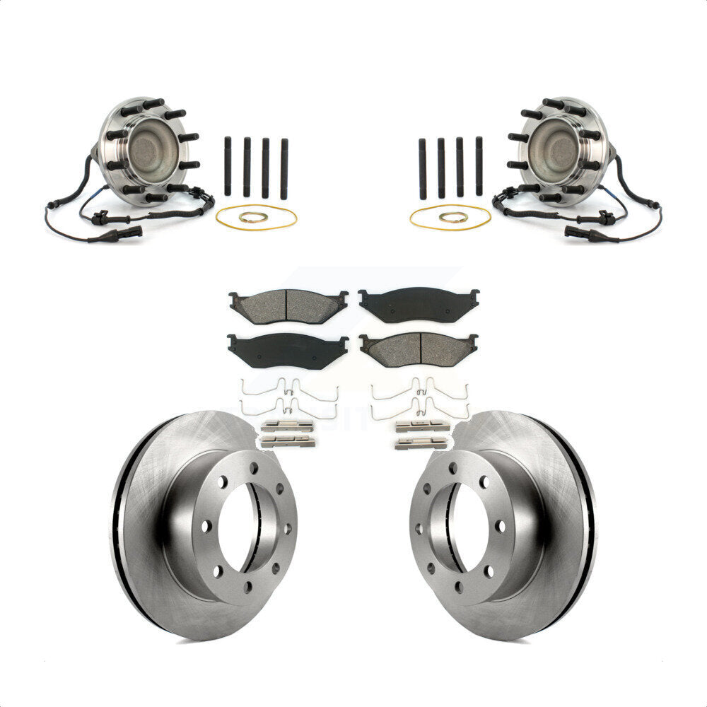 Hub Bearing Brake Rotor Pads Front Kit For 2005-2009 Ford F-450 Super Duty 4 X 2