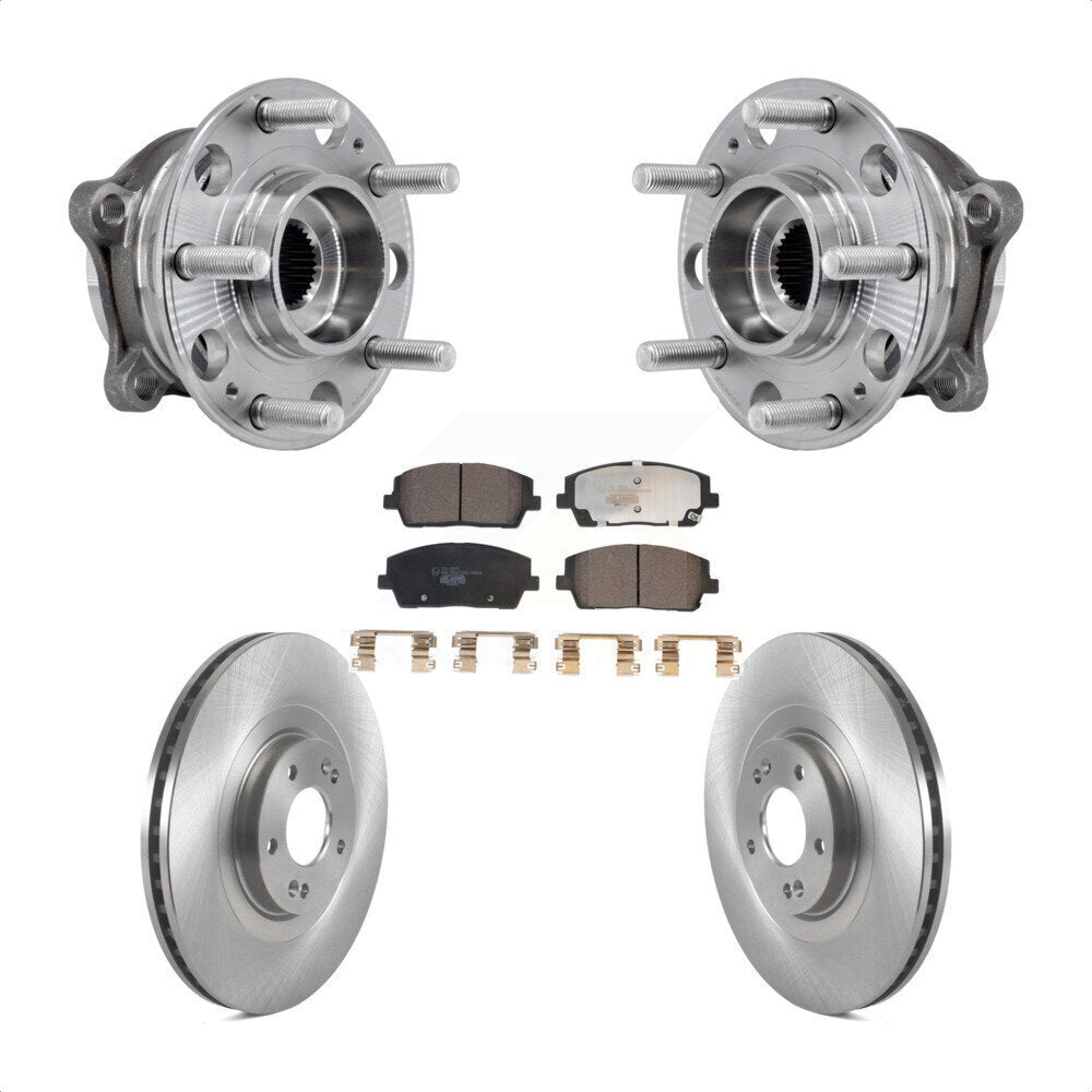 Hub Bearing Disc Brake Rotor & Pads Front Kit For Hyundai Palisade Kia Telluride