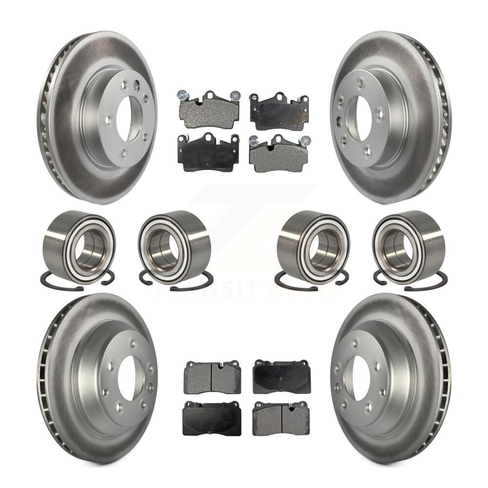 Bearing Coated Disc Brake Rotor Pad Front Rear Kit (10Pc) For Volkswagen Touareg